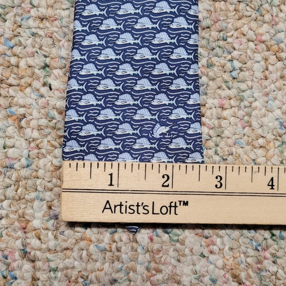 Vineyard Vines Sailfish Tie Boys OS Blue Silk Nautical Preppy Fish Pattern